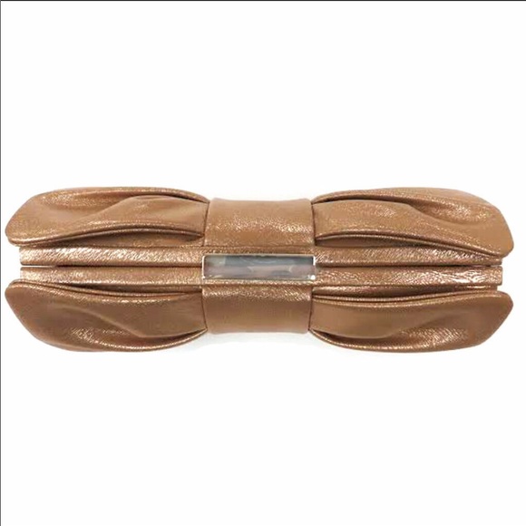 Textured Bronze Metallic Bow Clutch,NWT - Picture 3 of 4